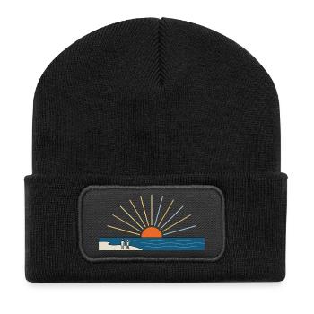 Minimalist Sun at the Beach Aesthetic - Recycled Patch Beanie - black - Front