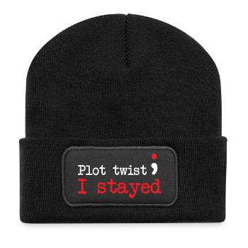 Semi Colon Plot Twist I Stayed Semicolon - Recycelte Patch Beanie - Schwarz - Vorne