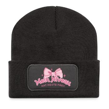 Mein Niveau Hat Heute Frei - Recycelte Patch Beanie - Dunkelgrau - Vorne