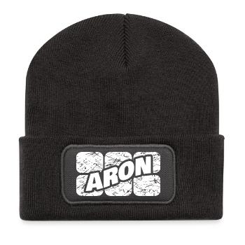 Prénom Aron - Beanie recyclé à patch - charbon - Devant