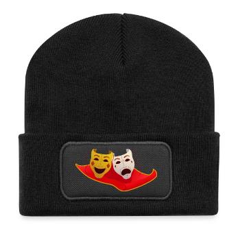 Musical Theatre Flying carpet with theater masks - Recycelte Patch Beanie - Schwarz - Vorne