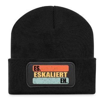 Es Eskaliert Eh - Recycelte Patch Beanie - Schwarz - Vorne