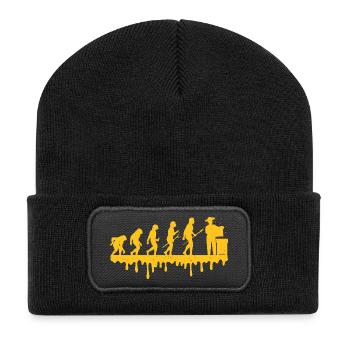 Imker Evolution Vintage Biene Bienenzucht Geschenk - Recycelte Patch Beanie - Schwarz - Vorne