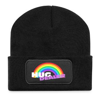 Hug Dealer Stickers: Colorful Rainbow Design - Recycled Patch Beanie - black - Front