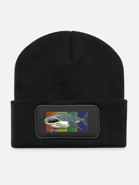 Requin-baleine Rhincodon typus - Beanie recyclé à patch - noir