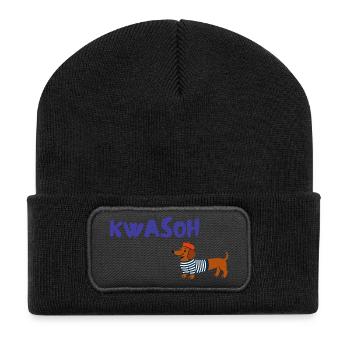 Croissant Pardoie : Français teckel - Beanie recyclé à patch - noir - Devant