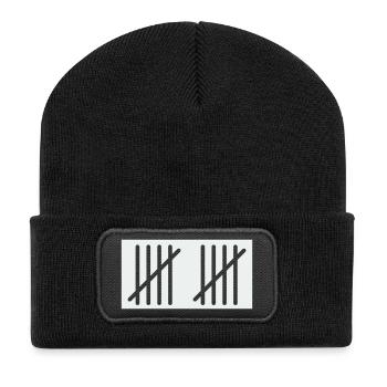 10_stripes- - Recycelte Patch Beanie - Schwarz - Vorne