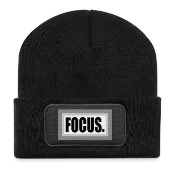 Konzentriere dich auf das Rauschen - Recycelte Patch Beanie - Schwarz - Vorne