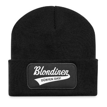 Blondinen Dürfen Das! (Blondine / Blond / V2White) - Recycelte Patch Beanie - Schwarz - Vorne