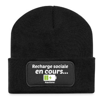 Recherche sociale en cours...autisme - Beanie recyclé à patch - noir - Devant