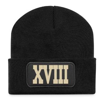 Römische Zahlen - Recycelte Patch Beanie - Schwarz - Vorne