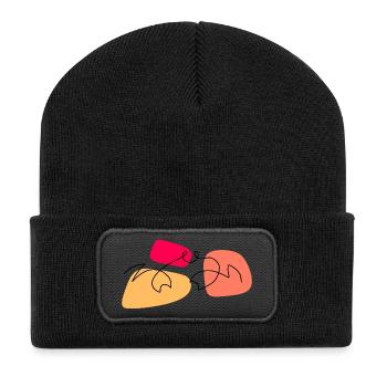 Lineart crab with color background - Recycled Patch Beanie - black - Front