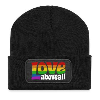 Love Above All | Rainbow Pride Design - Recycled Patch Beanie - black - Front