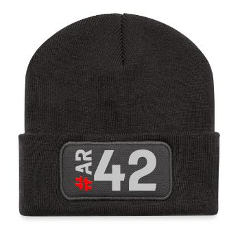 AR42-KARTON - Recycelte Patch Beanie - Dunkelgrau - Vorne