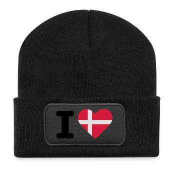 I love Danmark - Recycled Patch Beanie - black - Front