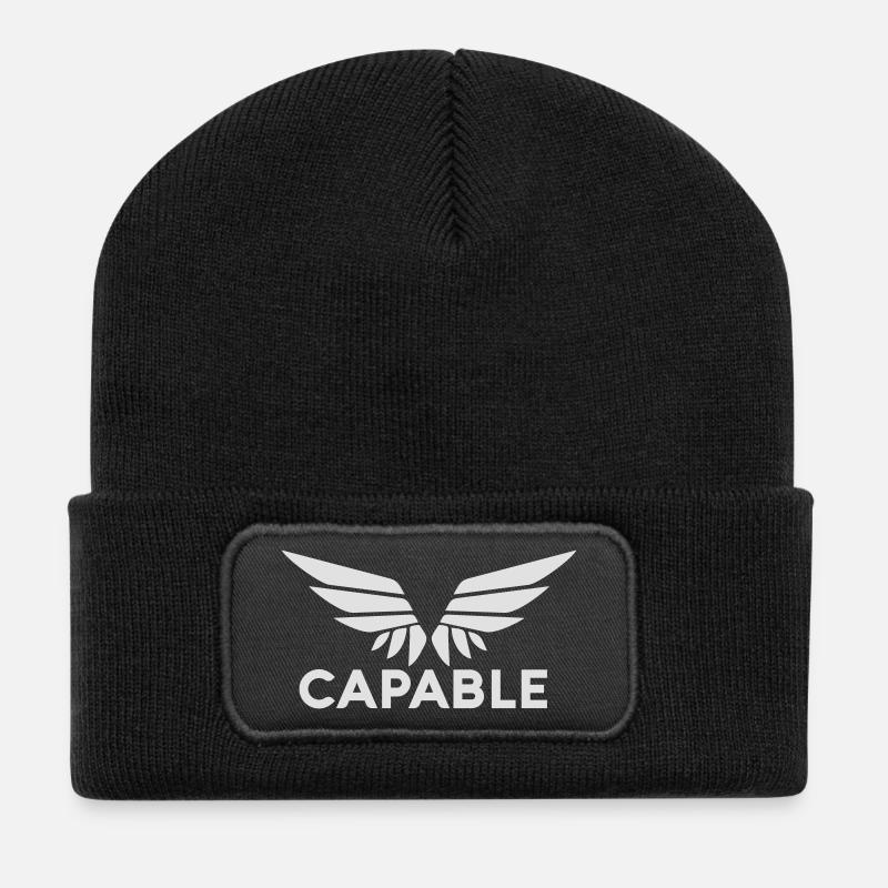 Capable Logo white no sub - Recycelte Patch Beanie - Schwarz