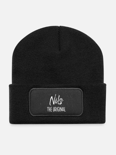 Nils - Recycelte Patch Beanie - Schwarz