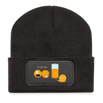 Pauvre Juju… - Beanie recyclé à patch - charbon - Devant