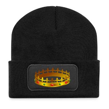krone crown koenig king castle schloss tower burg1 - Recycelte Patch Beanie - Schwarz - Vorne
