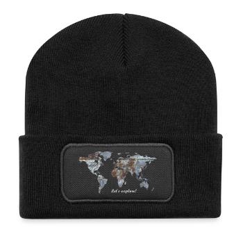 World Map - Let's explore! - Recycled Patch Beanie - black - Front