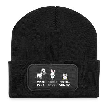 Zebra - Rabbit - Penguin or Tiger Pony .... - Recycled Patch Beanie - black - Front