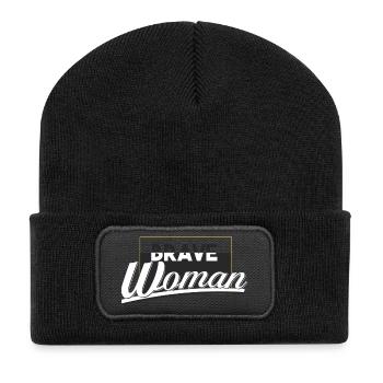 courageuse femme - Beanie recyclé à patch - noir - Devant
