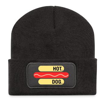 Hot Dog Fast Foodie Food Food Lover Gift Idea - Recycled Patch Beanie - dark grey - Front