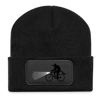 Loup à vélo - Beanie recyclé à patch - noir - Devant