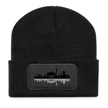 Skyline Berlin Schatten - Recycelte Patch Beanie - Schwarz - Vorne