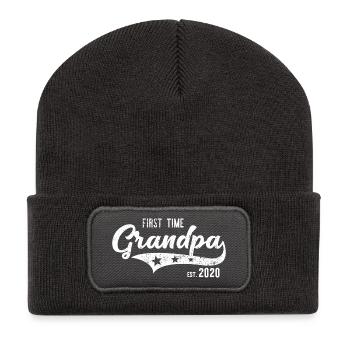 Zum ersten mal Opa 2020 Werdender Großvater - Recycelte Patch Beanie - Dunkelgrau - Vorne