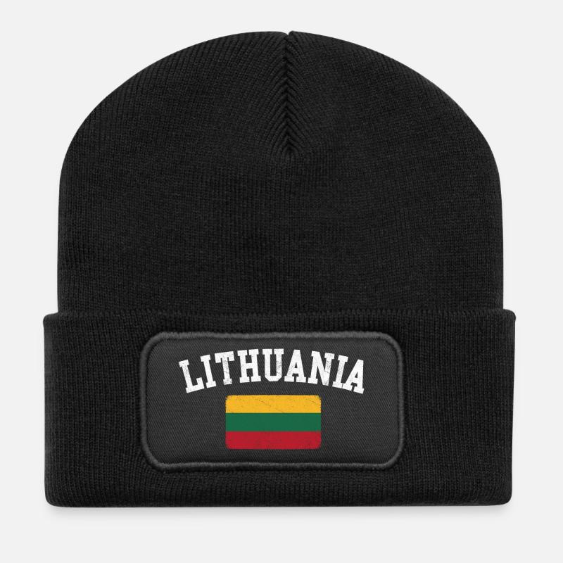 Lithuania Arch Flag Tee - Recycled Patch Beanie - black