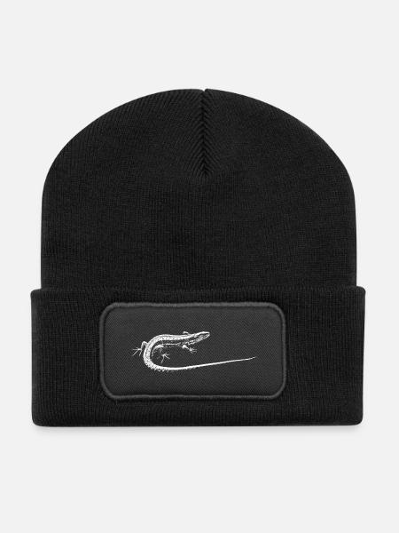 Eidechse / Lizard - Recycelte Patch Beanie - Schwarz