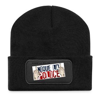 Fick die Polizei - Recycelte Patch Beanie - Schwarz - Vorne
