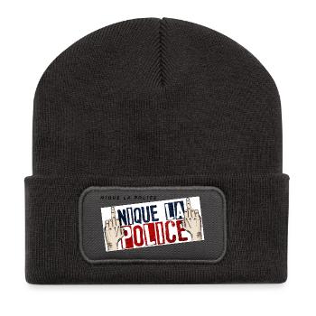 Fick die Polizei - Recycelte Patch Beanie - Dunkelgrau - Vorne