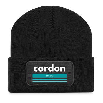 Cordon Bleu Funny Shirt Gift - Recycled Patch Beanie - black - Front
