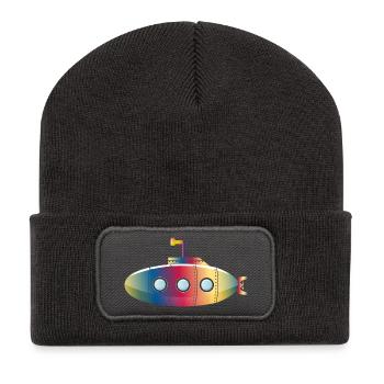 zauberhaftes farbenfrohes U-Boot mit Bullaugen - Recycelte Patch Beanie - Dunkelgrau - Vorne