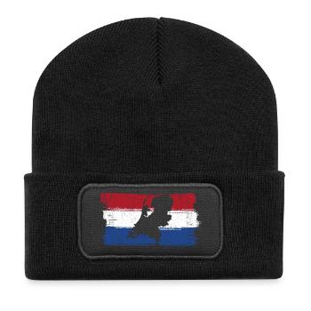 Porträt im Trikolor-Pinsel - Recycelte Patch Beanie - Schwarz - Vorne