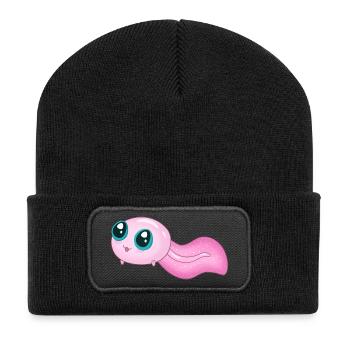 Cute Pink Tadpole - Recycled Patch Beanie - black - Front