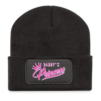 papas fille princesse reine bébé nouveau-né parents papa - Beanie recyclé à patch - charbon - Devant