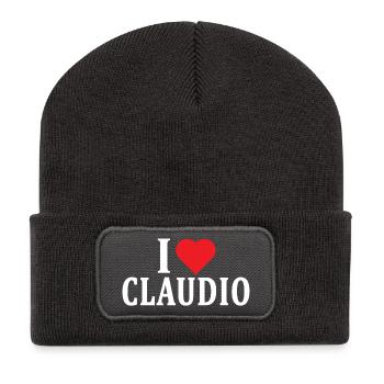 t-shirt I love Claudio t-shirt gift idea - Recycled Patch Beanie - dark grey - Front