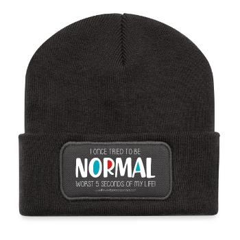 Ich habe einmal versucht, normal (dunkel) zu sein - Recycelte Patch Beanie - Dunkelgrau - Vorne