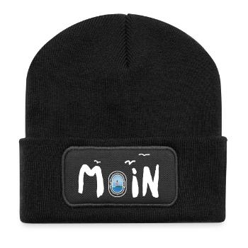 Moin Leuchtturm - Recycelte Patch Beanie - Schwarz - Vorne