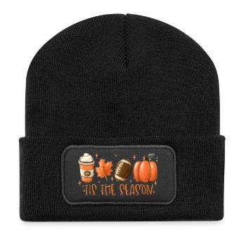 Boule de citrouille au café de la saison d’automne - Beanie recyclé à patch - noir - Devant