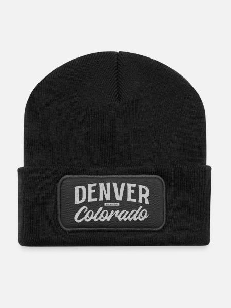 Denver Colorado Vintage Script - Recycelte Patch Beanie - Schwarz