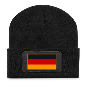Deutsche Flagge in Vintage Design - Recycelte Patch Beanie - Schwarz - Vorne
