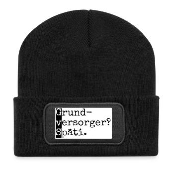 Grundversorger? Späti. GvS Berlin mit Humor lustig - Recycelte Patch Beanie - Schwarz - Vorne
