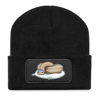 Schlange Schlafen Kissen - Recycelte Patch Beanie - Schwarz - Vorne
