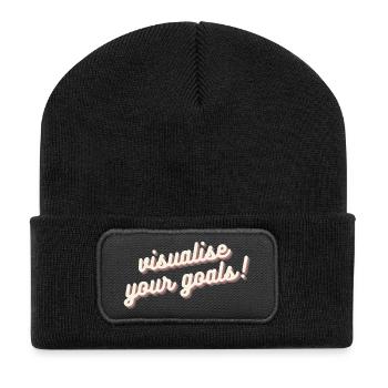 Visualisiere deine Ziele Motivation Mindset Shirt - Recycelte Patch Beanie - Schwarz - Vorne