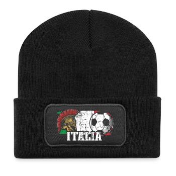 Italien Fußball - Recycelte Patch Beanie - Schwarz - Vorne