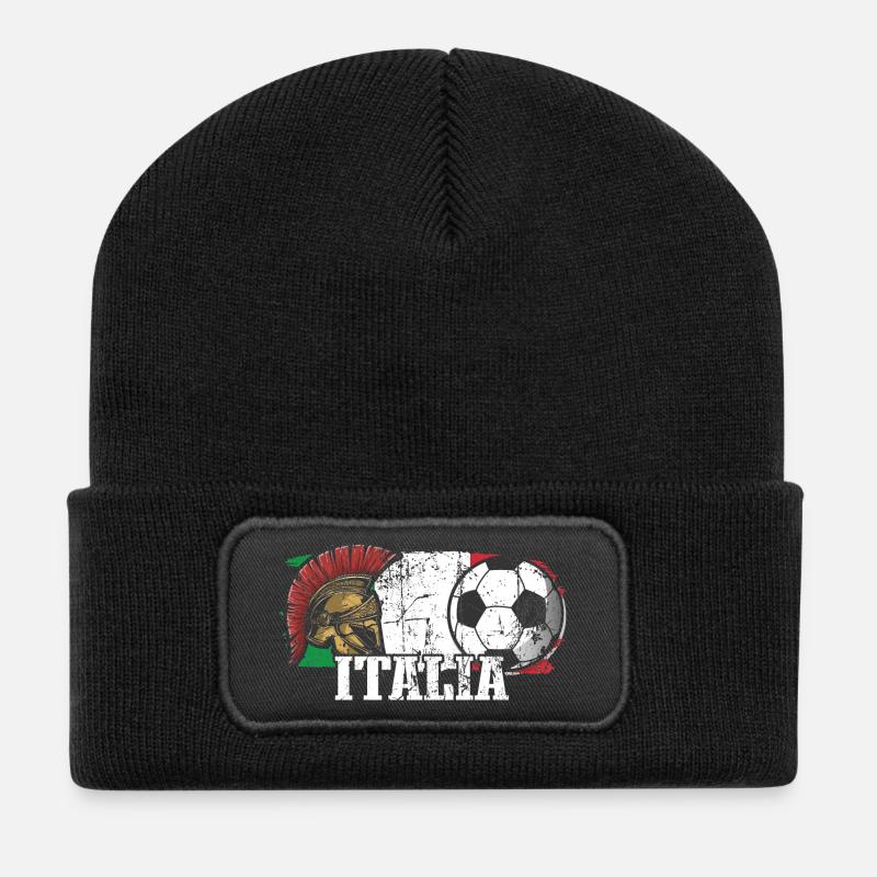 Italien Fußball - Recycelte Patch Beanie - Schwarz